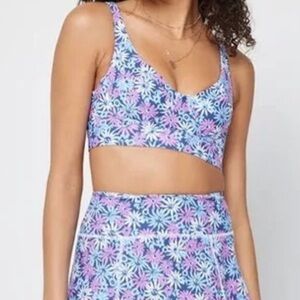 L*Space Tryout Sports Bra in Oopsie Daisy purple blue small floral